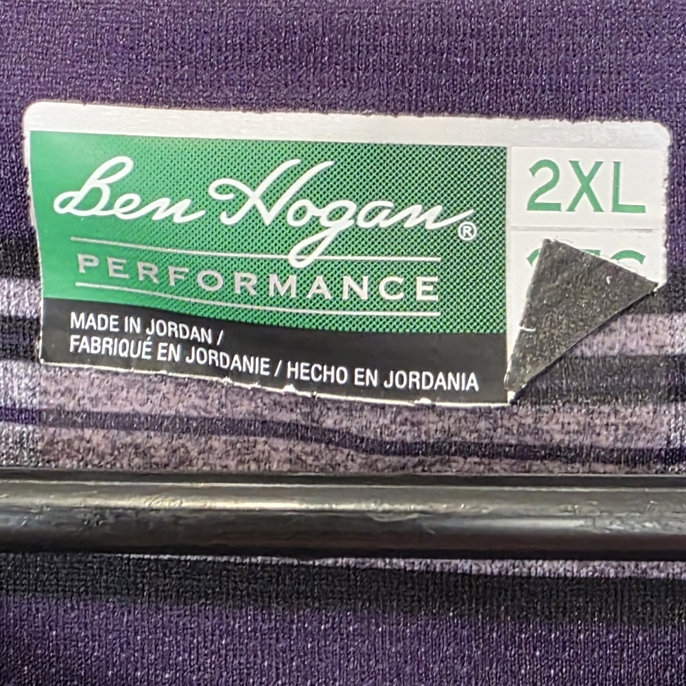 Ben Hogan Performance Men’s Purple Striped Polo - Picture 2 of 2